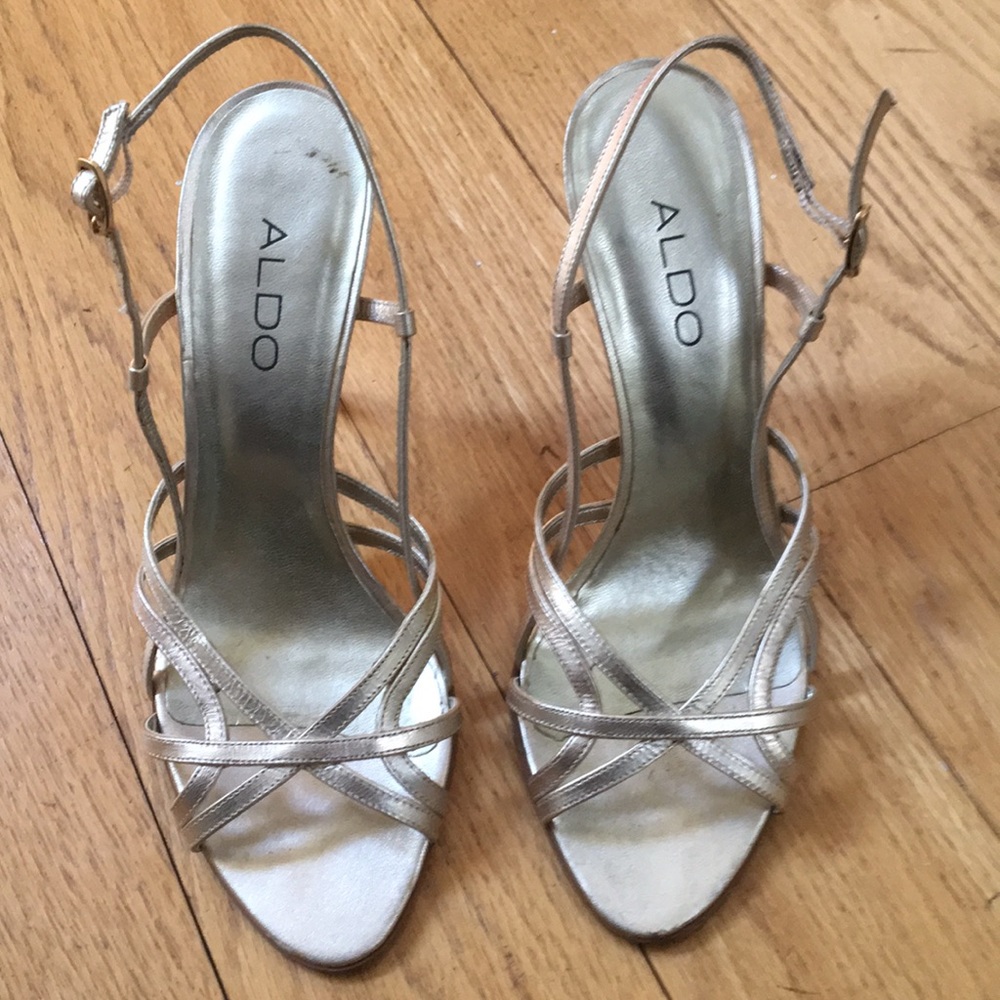 Aldo gold strappy heels
